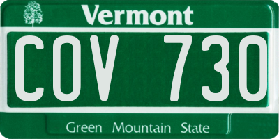 VT license plate COV730