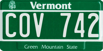 VT license plate COV742