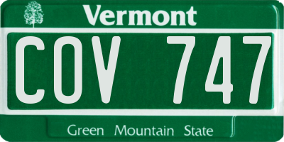 VT license plate COV747