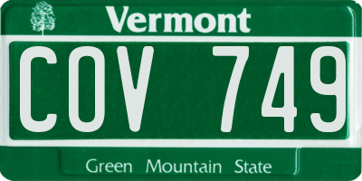 VT license plate COV749
