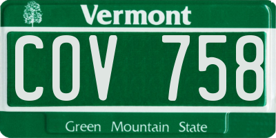 VT license plate COV758