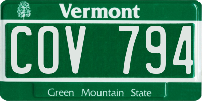 VT license plate COV794