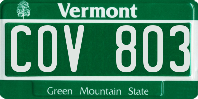 VT license plate COV803