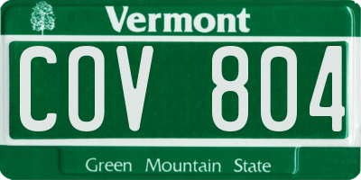 VT license plate COV804