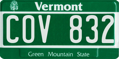 VT license plate COV832