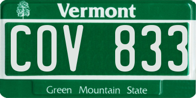 VT license plate COV833