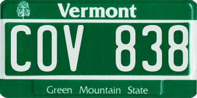 VT license plate COV838
