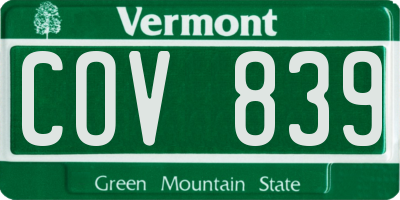 VT license plate COV839