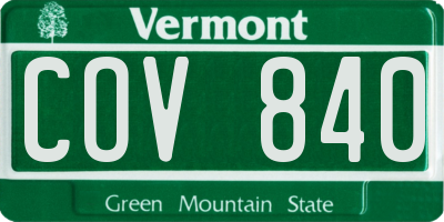 VT license plate COV840