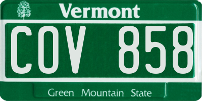 VT license plate COV858