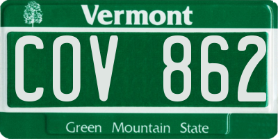 VT license plate COV862