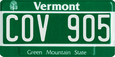 VT license plate COV905