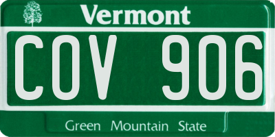 VT license plate COV906