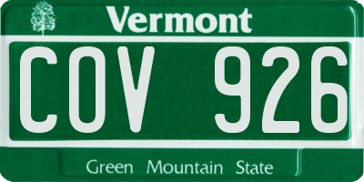 VT license plate COV926