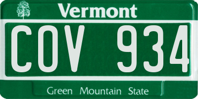 VT license plate COV934