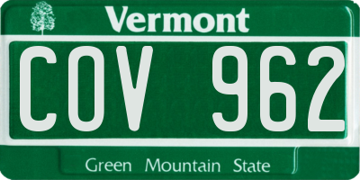 VT license plate COV962