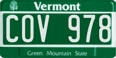 VT license plate COV978