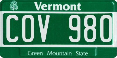 VT license plate COV980