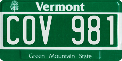 VT license plate COV981