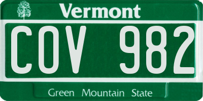 VT license plate COV982