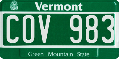 VT license plate COV983