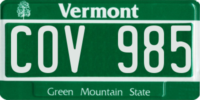 VT license plate COV985