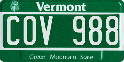 VT license plate COV988