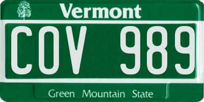 VT license plate COV989