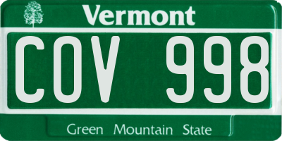 VT license plate COV998