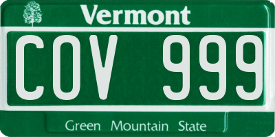 VT license plate COV999