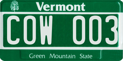 VT license plate COW003