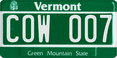 VT license plate COW007