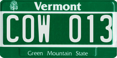 VT license plate COW013