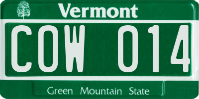 VT license plate COW014