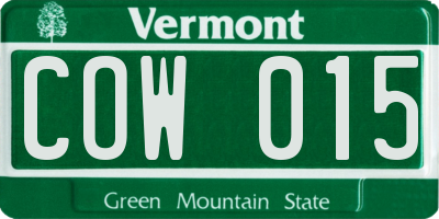 VT license plate COW015