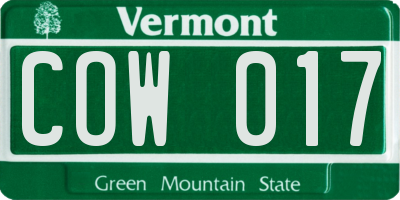 VT license plate COW017