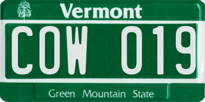 VT license plate COW019