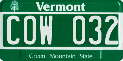 VT license plate COW032