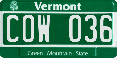 VT license plate COW036