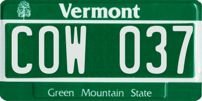 VT license plate COW037