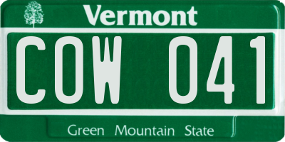 VT license plate COW041