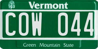 VT license plate COW044