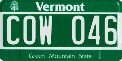 VT license plate COW046