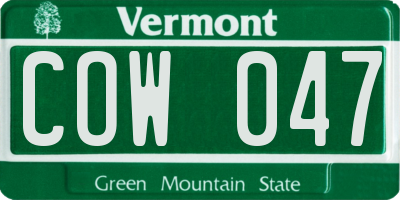 VT license plate COW047