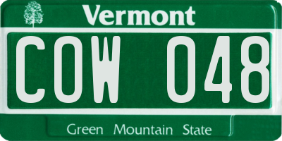 VT license plate COW048