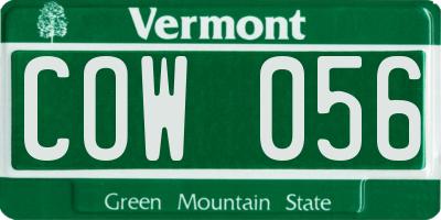 VT license plate COW056