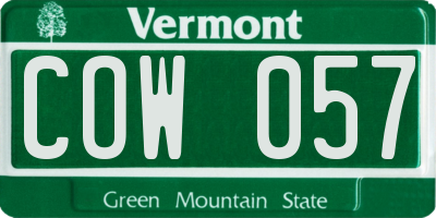 VT license plate COW057
