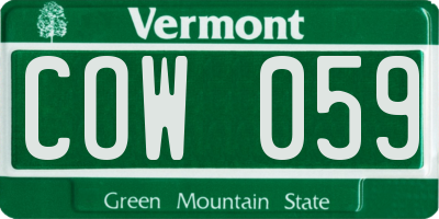 VT license plate COW059