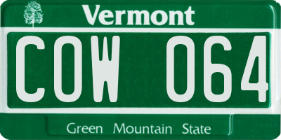 VT license plate COW064