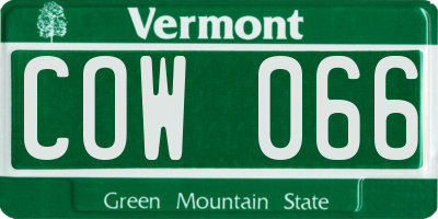 VT license plate COW066